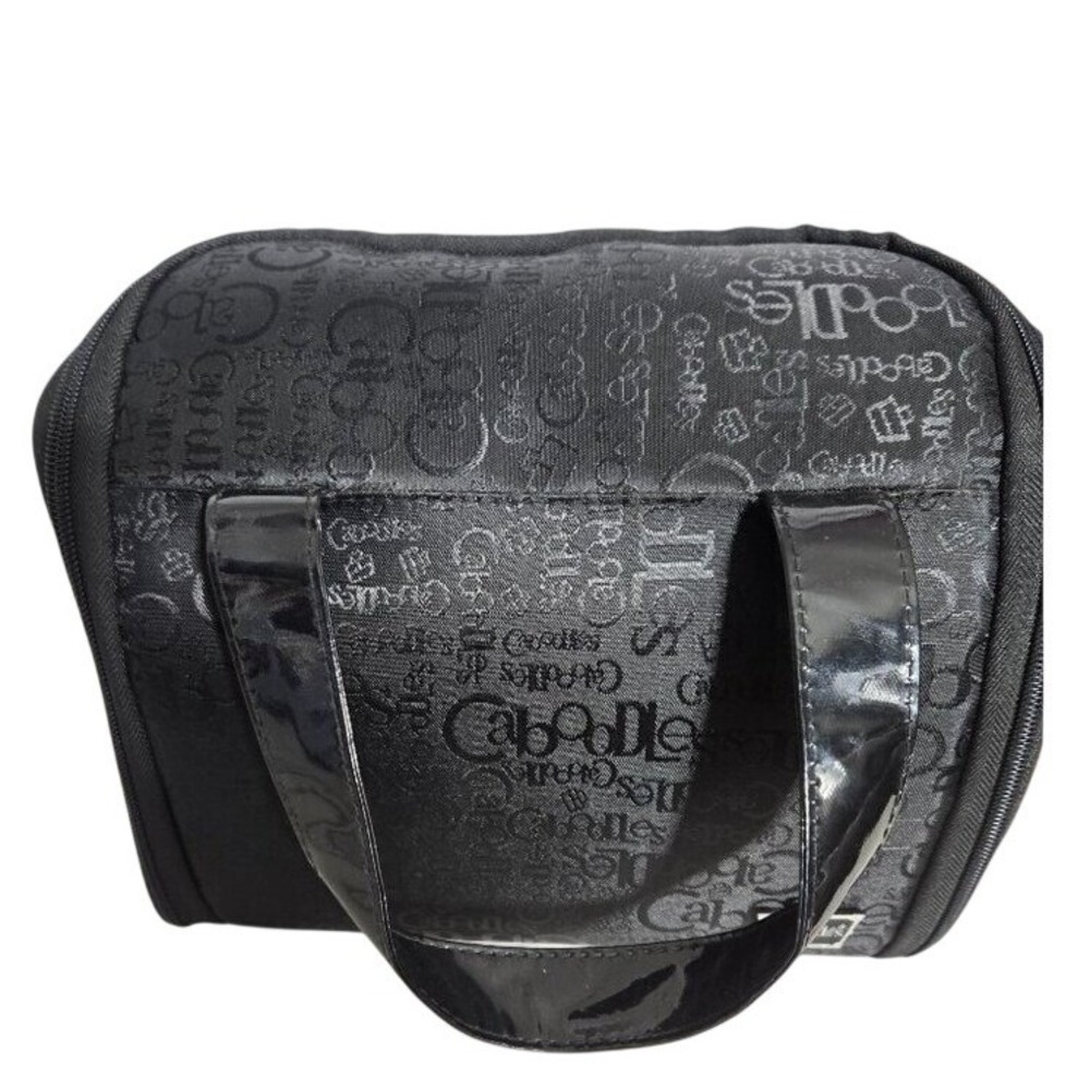 Caboodles Black Logo Print Soft Cosmetic Travel Bag Pink Interior Organizer‎